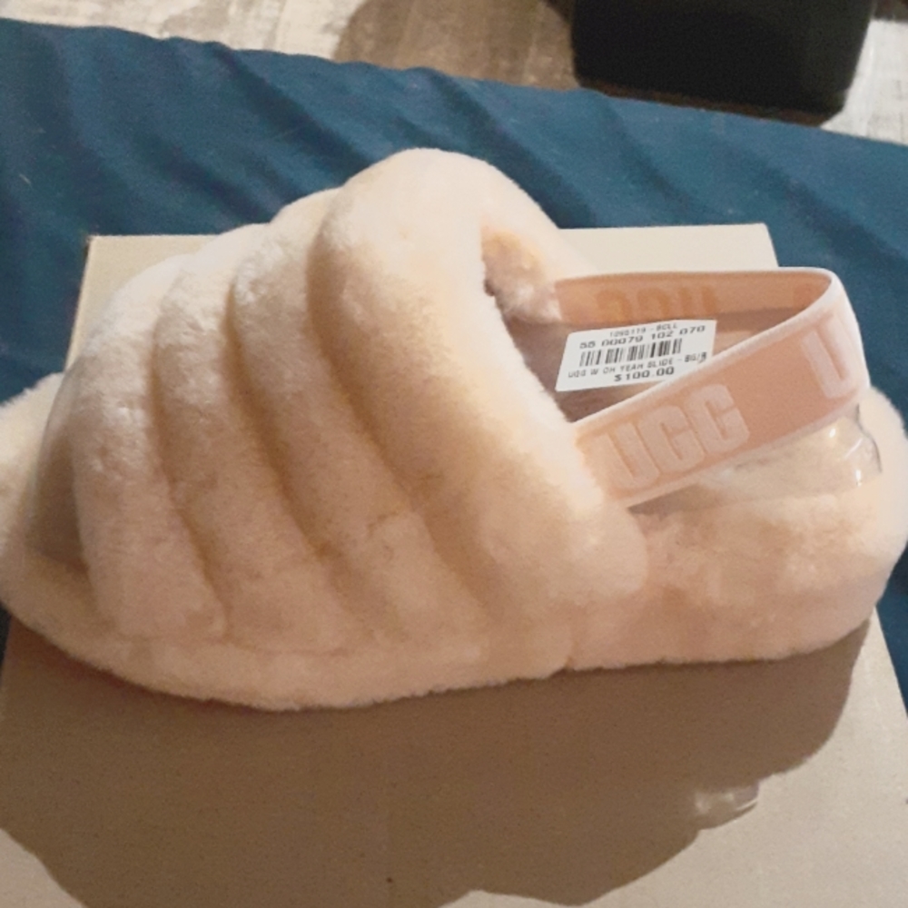 New in box. Ugg fluff yeah slide slippers. Size 6.